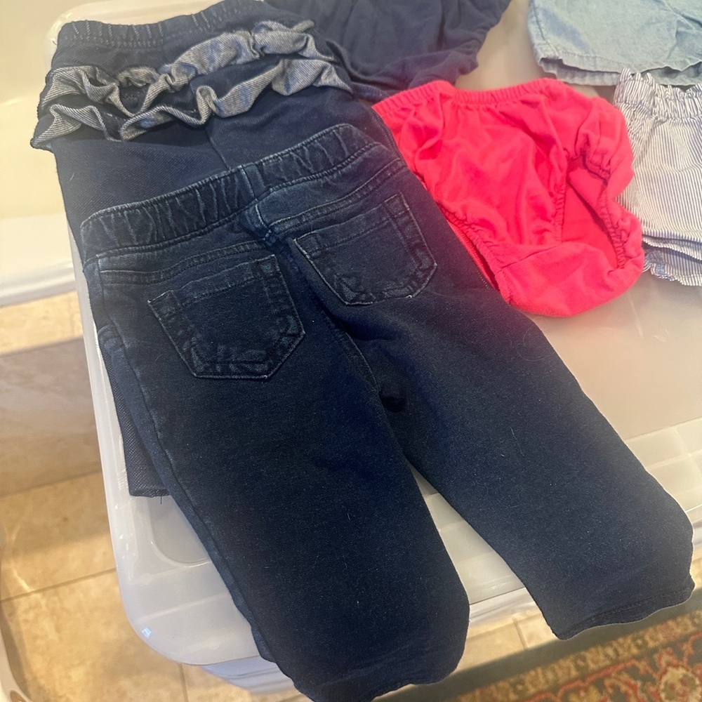Colorful 24 piece 12 month baby girl pants and bottoms bundle - Picture 2 of 7
